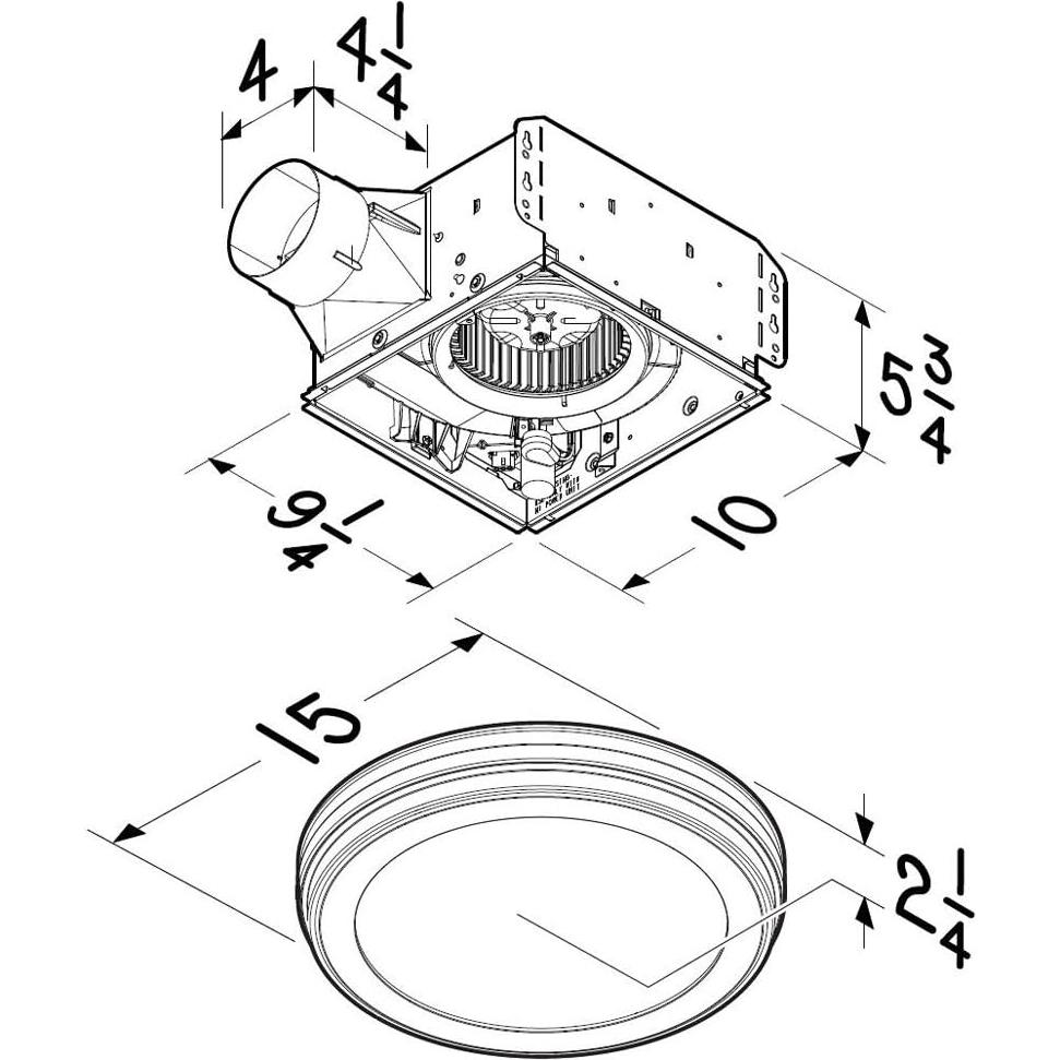 Ventilador de Baño Broan-NuTone AER80LWH 80 CFM LED Blanco