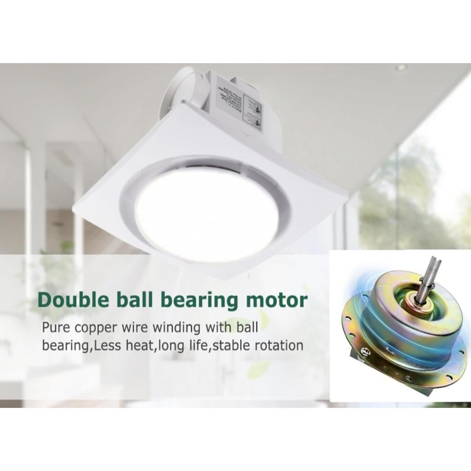 Ventilador Extractor de Baño MEOZRI 20.32 cm Luz LED 42W