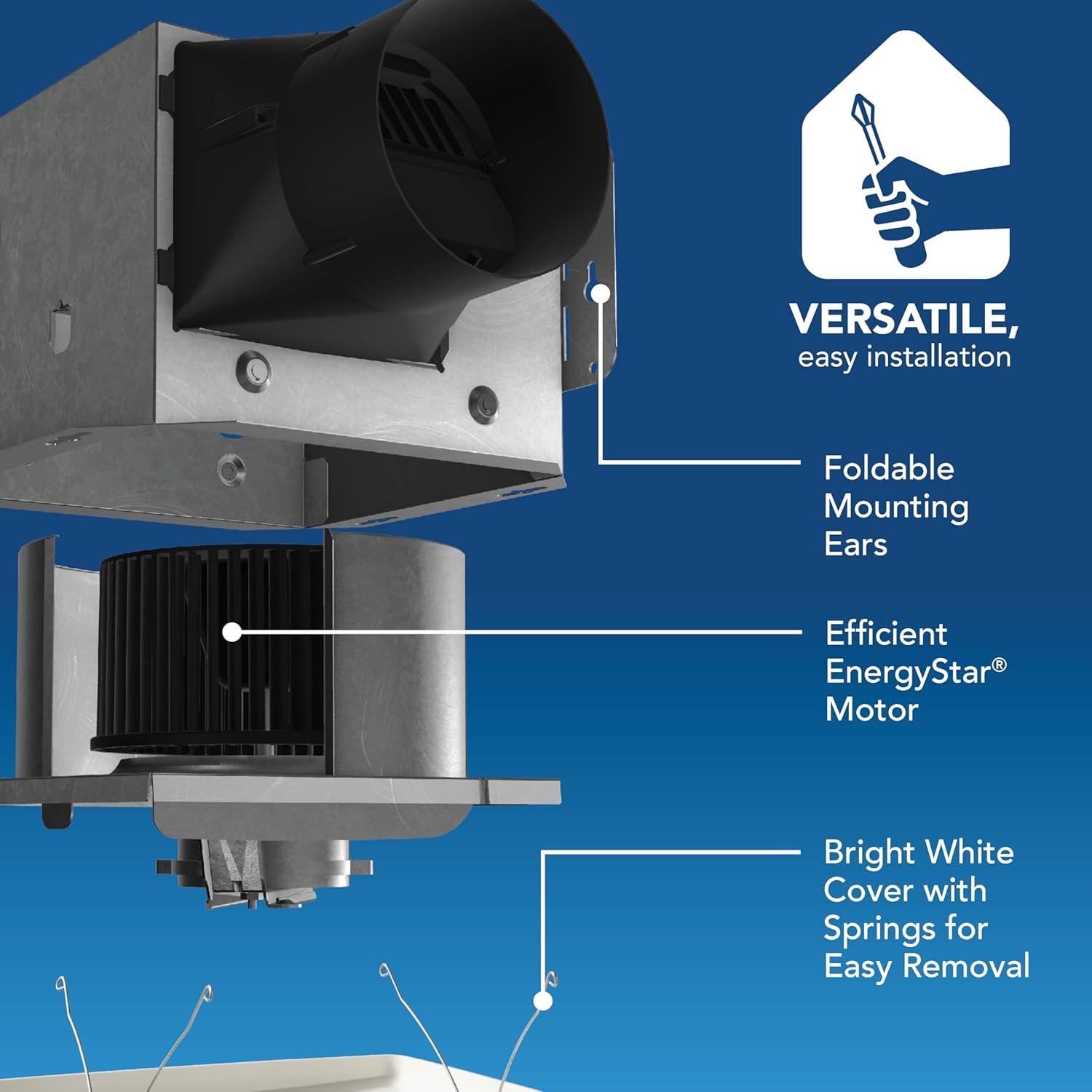 Ventilador de Extracción de Baño Broan-NuTone 70 CFM con Altavoz Bluetooth y Luz LED