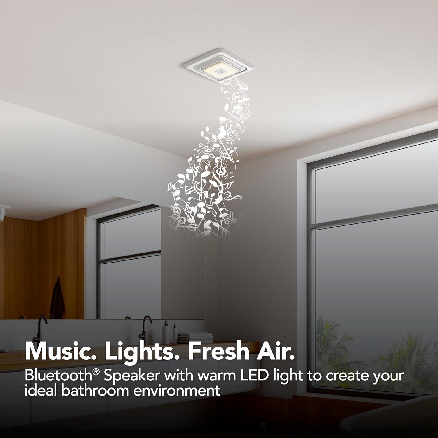 Ventilador de Extracción de Baño Broan-NuTone 70 CFM con Altavoz Bluetooth y Luz LED
