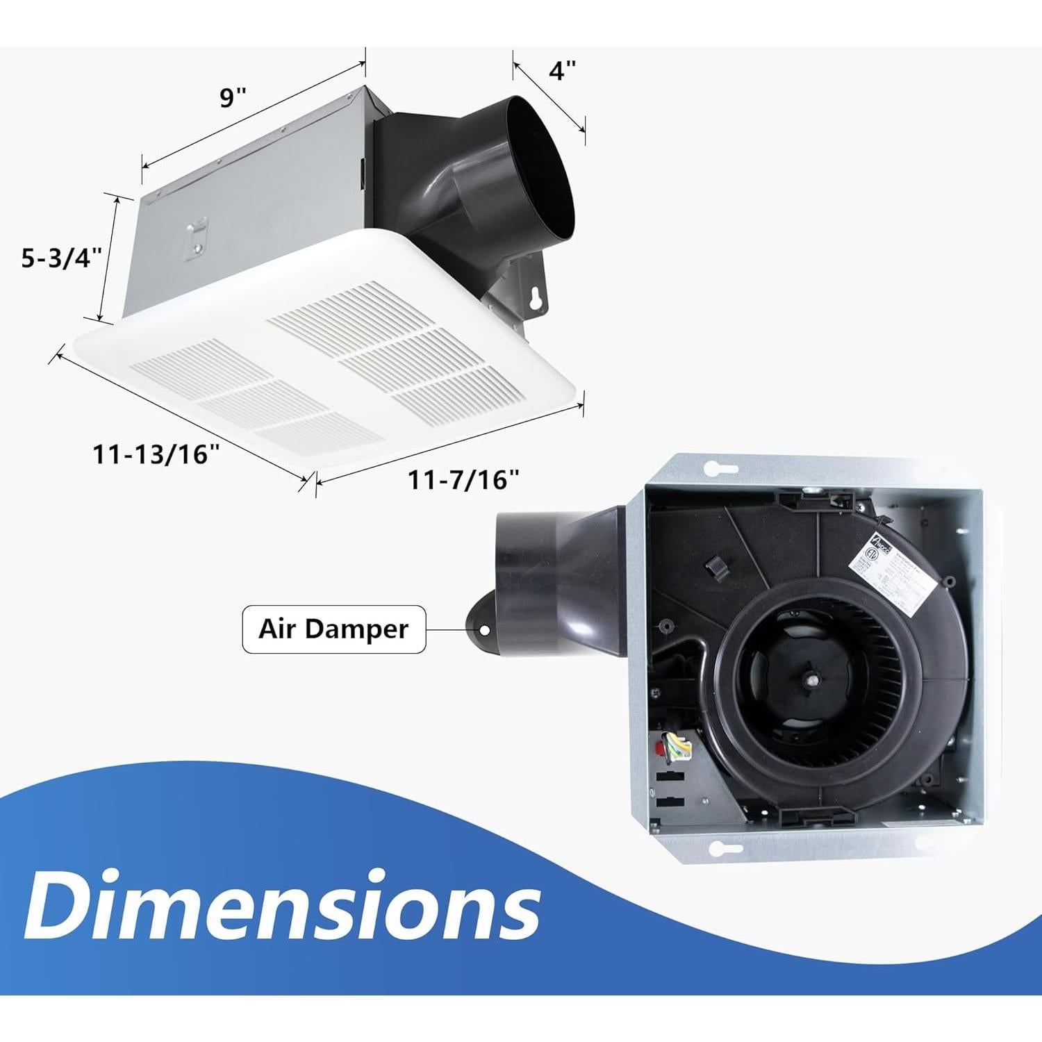 Ventilador Extractor de Baño Awoco 90 CFM Silencioso 0.8 Sone