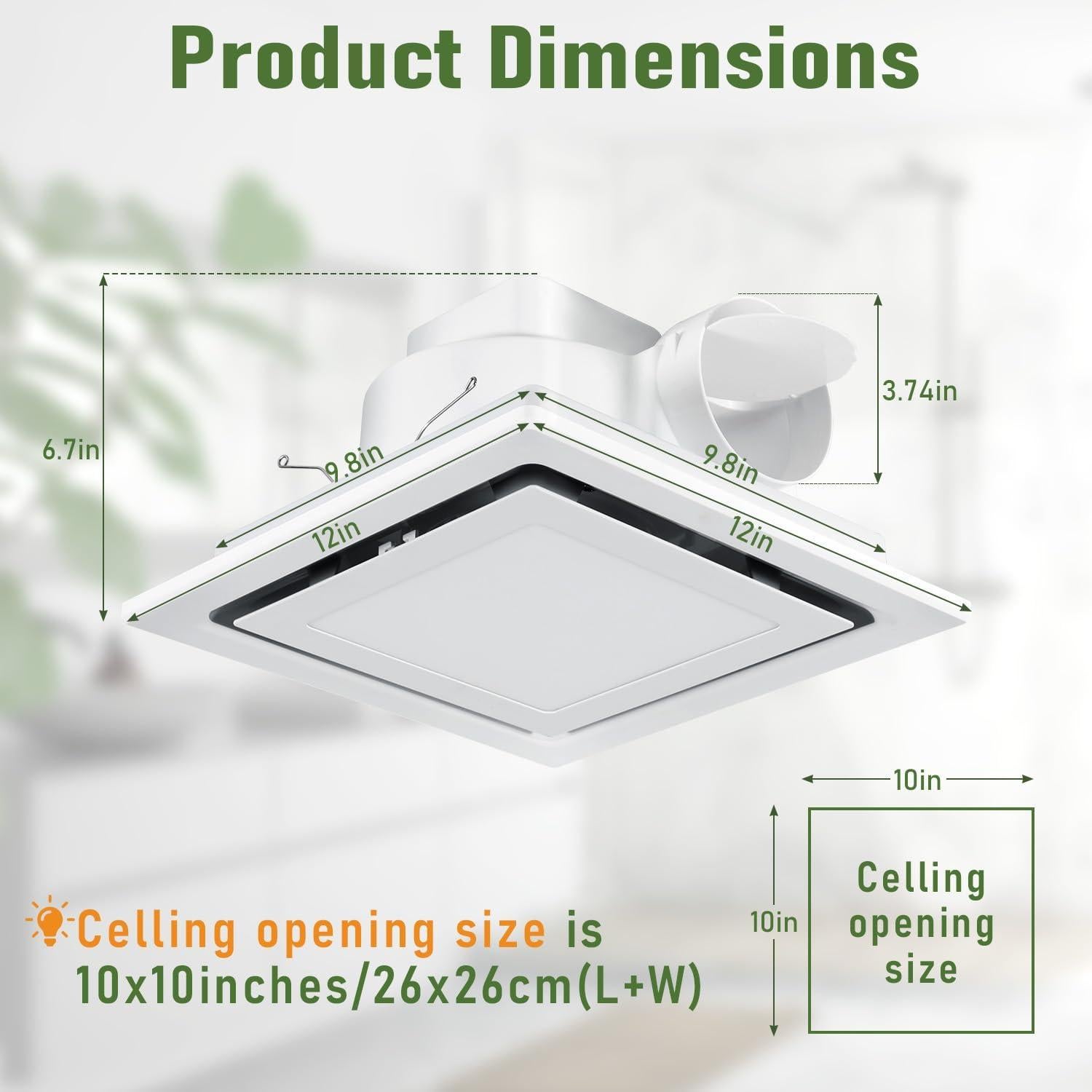 Ventilador Extractor de Baño Kirumie 110 CFM con Luz LED Ajustable