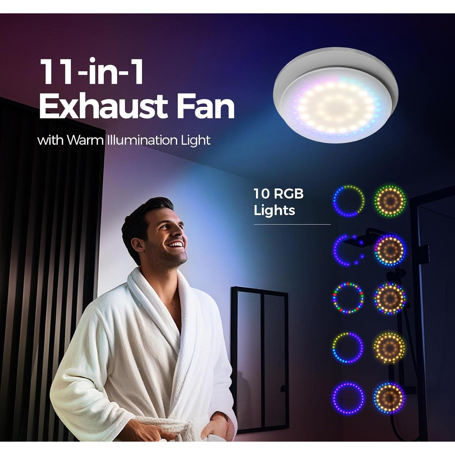 Ventilador Extractor de Baño RUBBUL P108A2 con Luz LED 3000 RPM