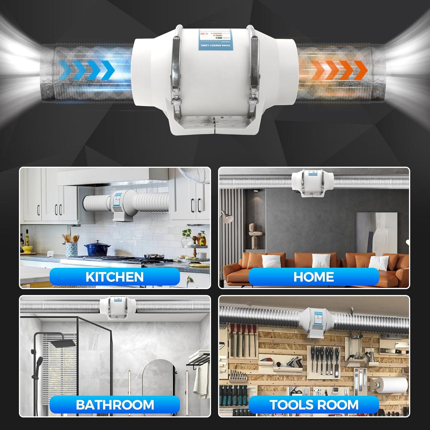 Ventilador de Conducto Voltset 4" 280 CFM Alta Eficiencia