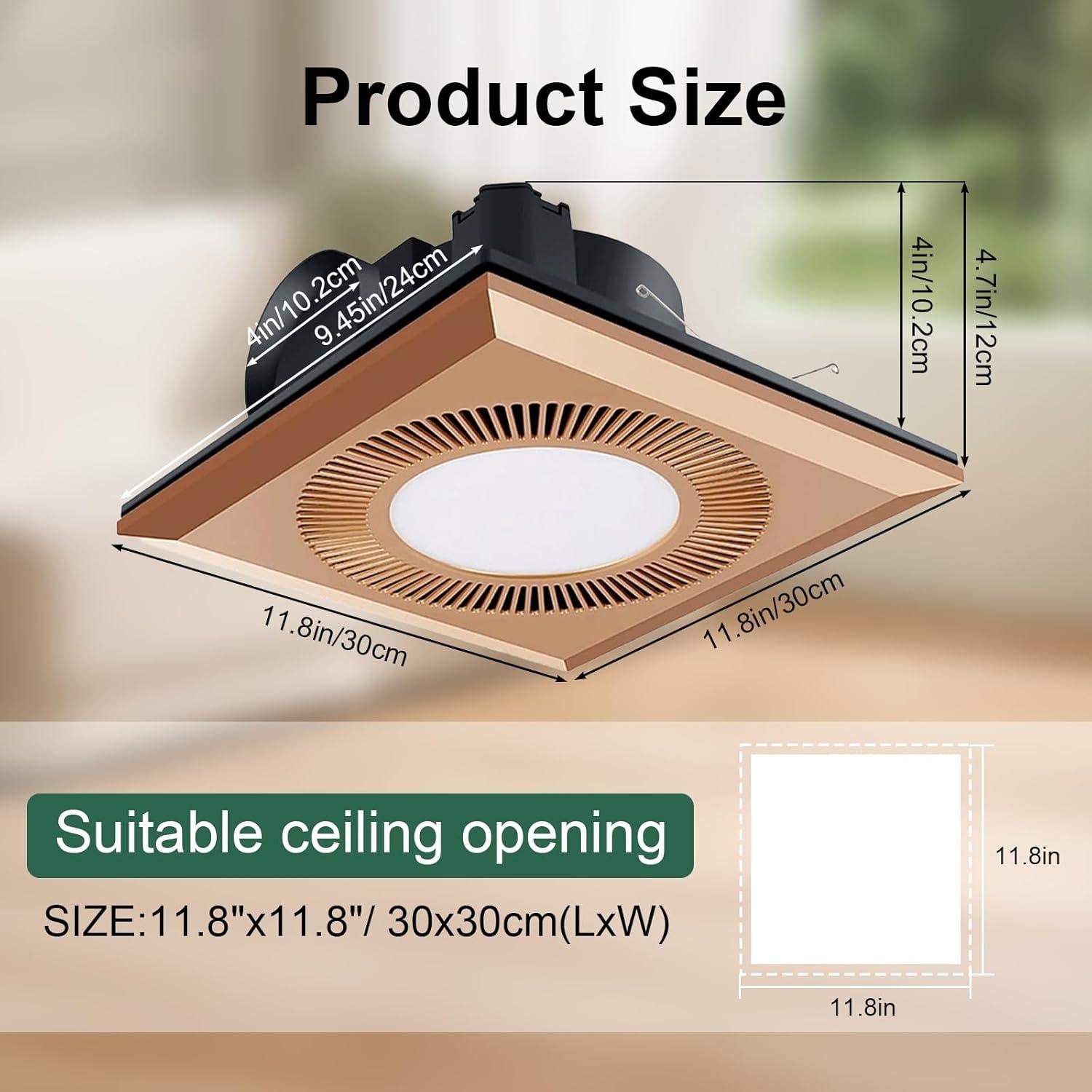 Ventilador Extractor de Baño con Luz LED 11W 165 CFM