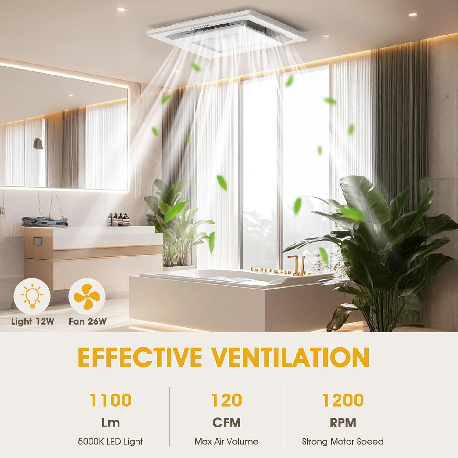 Ventilador Extractor de Baño FASDUNT con Luz LED 120 CFM