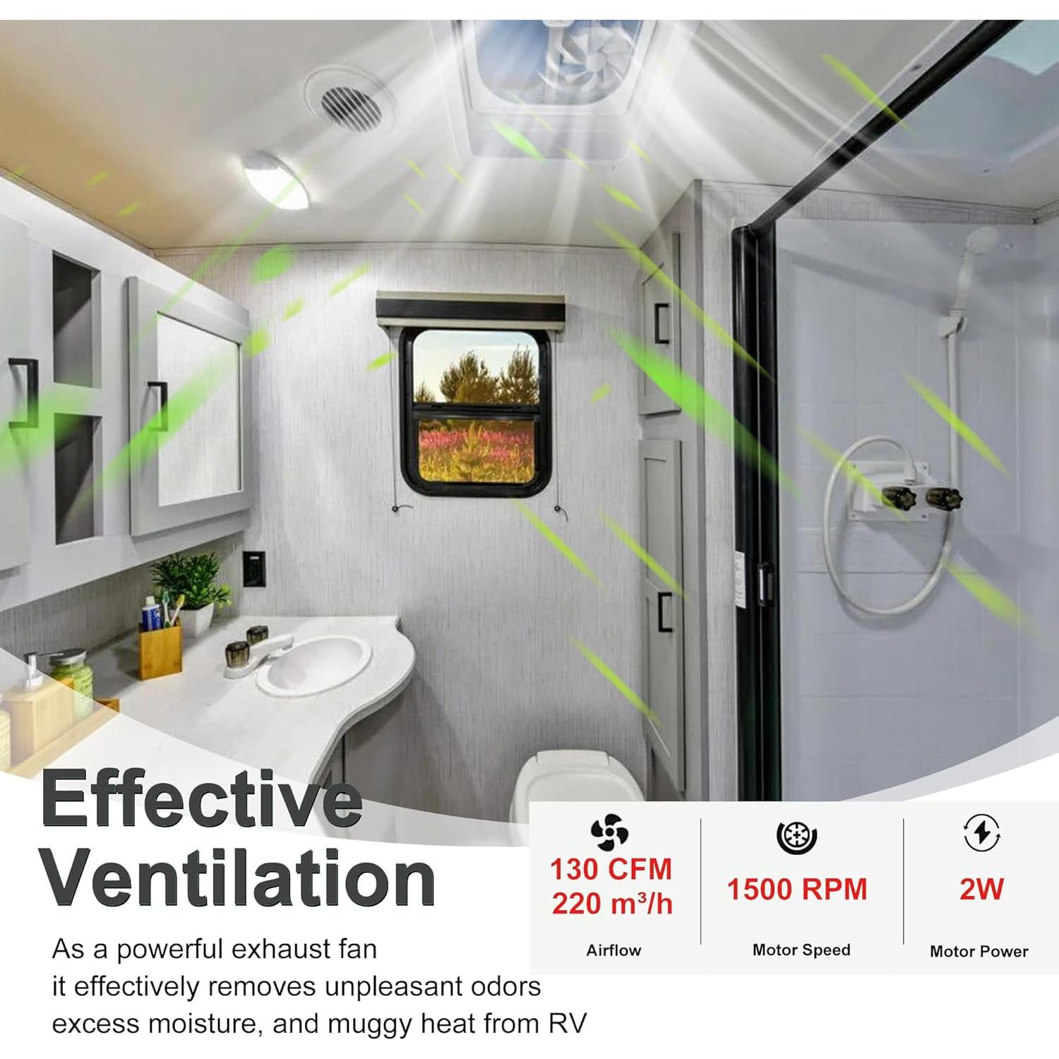 Ventilador de Reemplazo PlusRoc 6" 12V para RV - 130 CFM