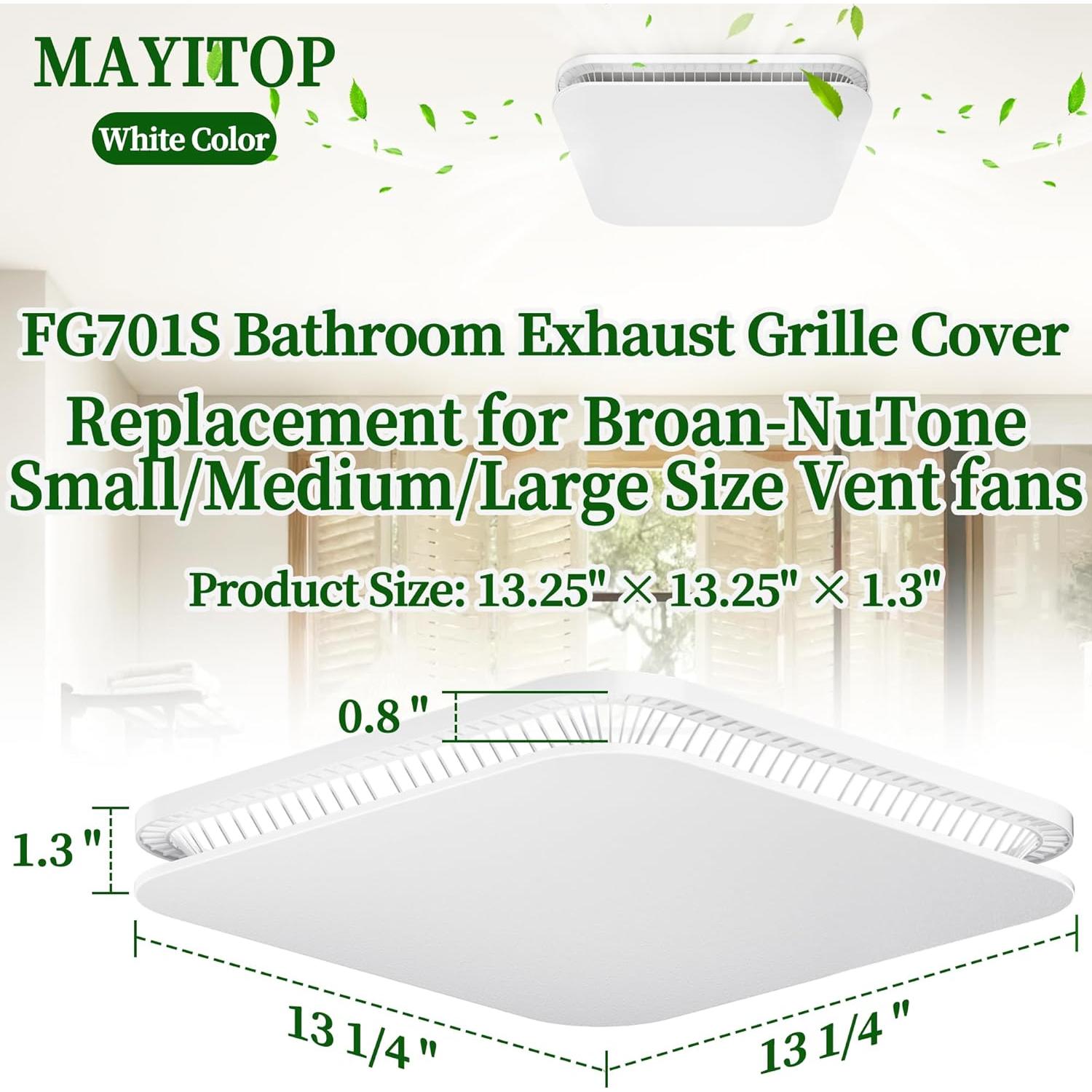 Cubierta de Ventilador de Baño MAYITOP FG701S 33.66x33.66cm