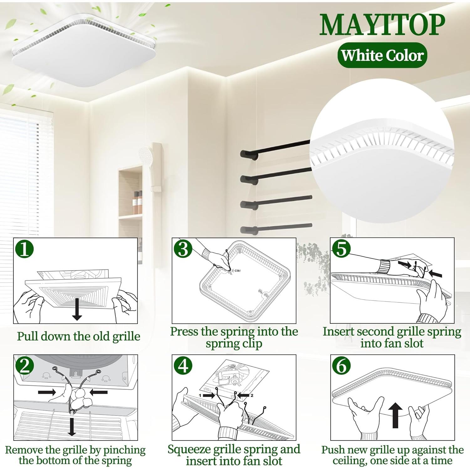 Cubierta de Ventilador de Baño MAYITOP FG701S 33.66x33.66cm