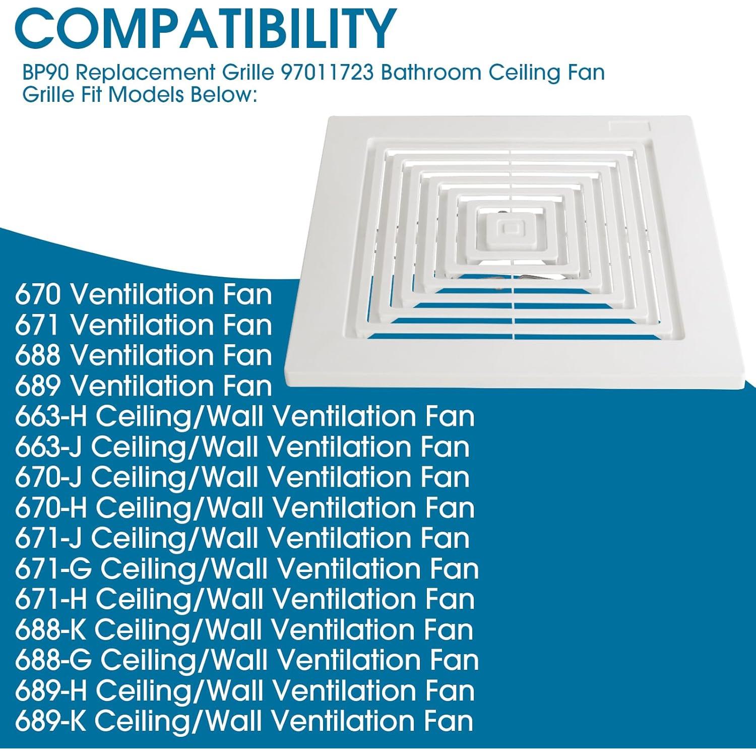 Unidad de Ventilador 50 CFM Nutone S97012026 + Rejilla 97011723