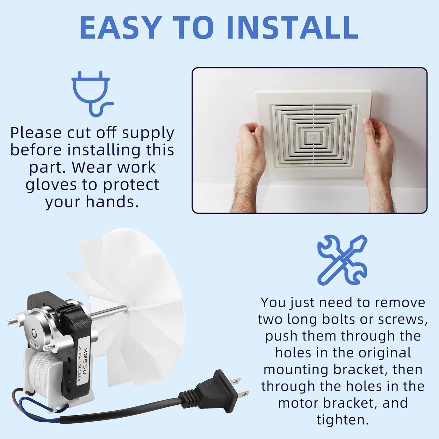 Motor de Ventilador de Baño AMI PARTS SM550 50 CFM 120V