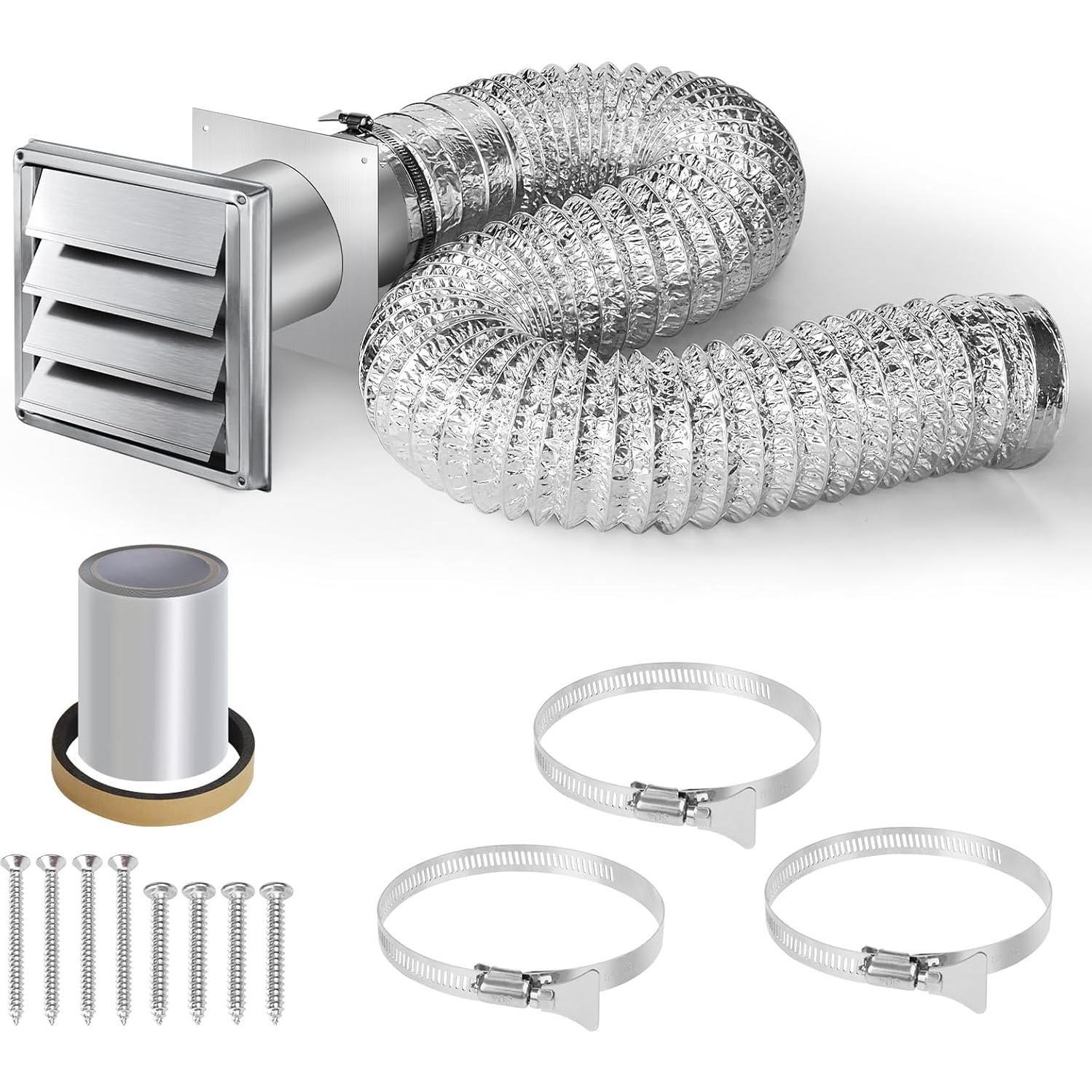 Kit de Ventilación para Secadora JIANBENKJ 4 Pulgadas Acero Inoxidable