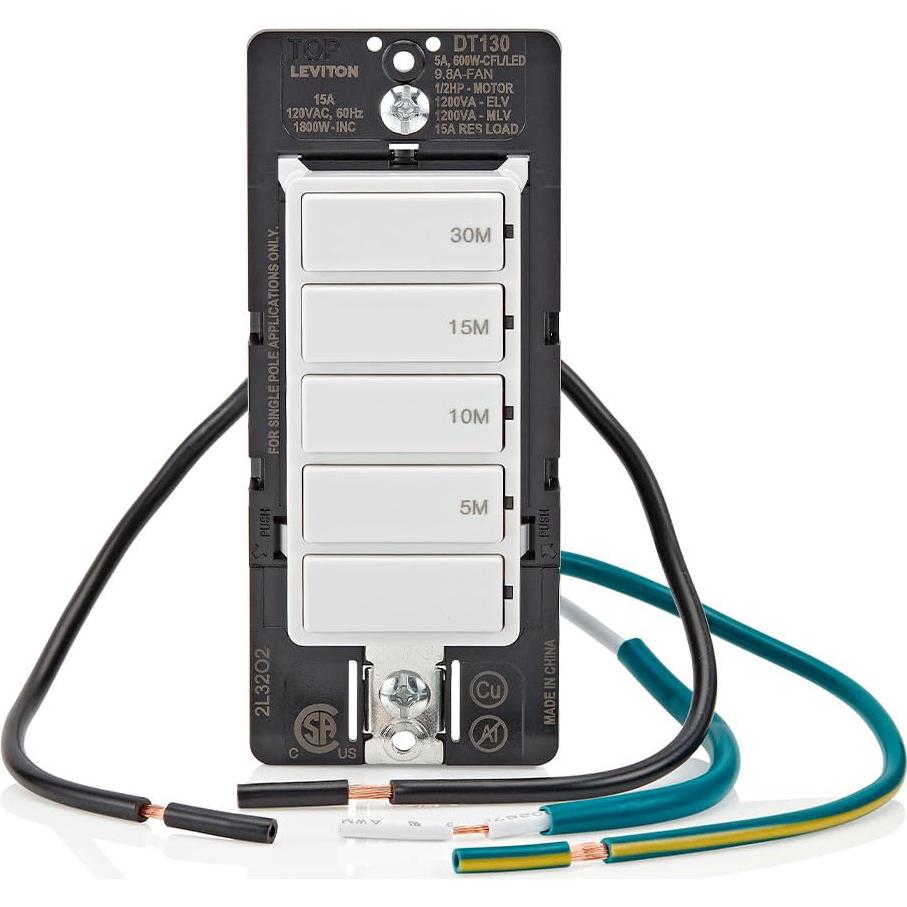 Interruptor Temporizador Leviton 15A 5-10-15-30 min Blanco