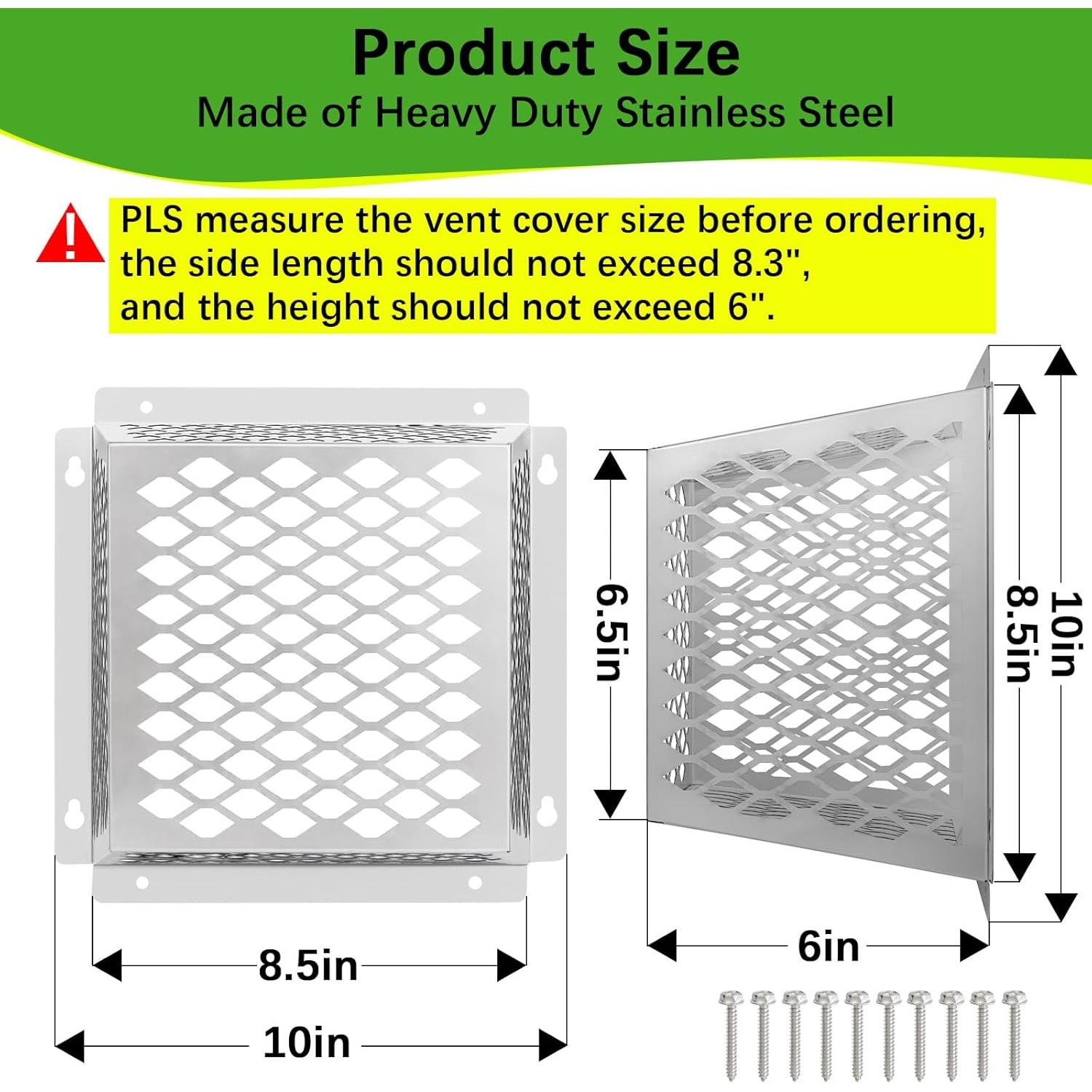 Protector de Ventilación Acero Inoxidable 2PCS 6" Secadora