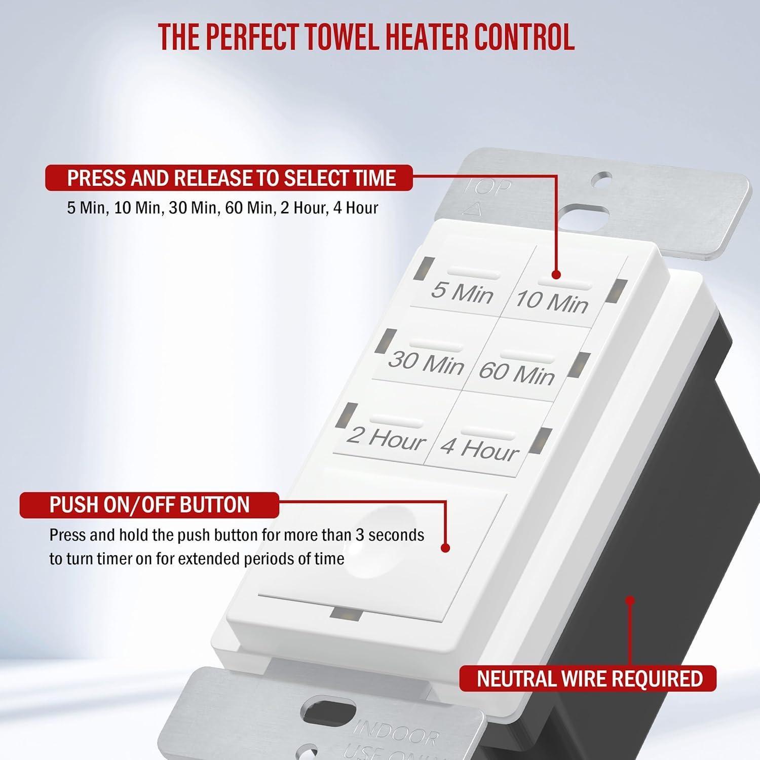 Interruptor Temporizador Enerlites HET06 4 Horas Blanco 2 Pcs