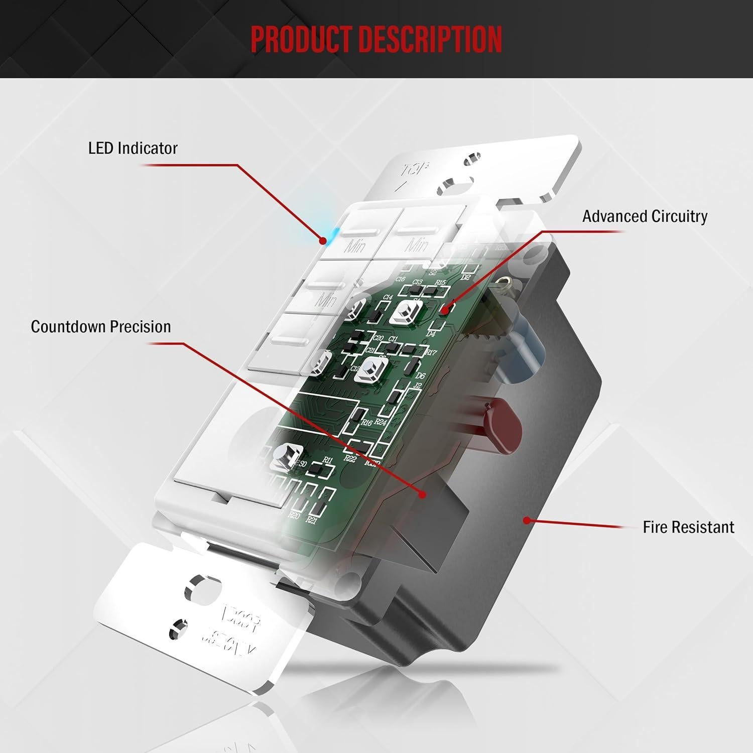 Interruptor Temporizador Enerlites HET06 4 Horas Blanco 2 Pcs