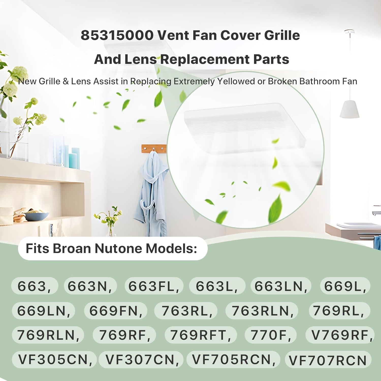 Cubierta de Ventilador de Baño SurpLee 85315000 - Rejilla y Lente