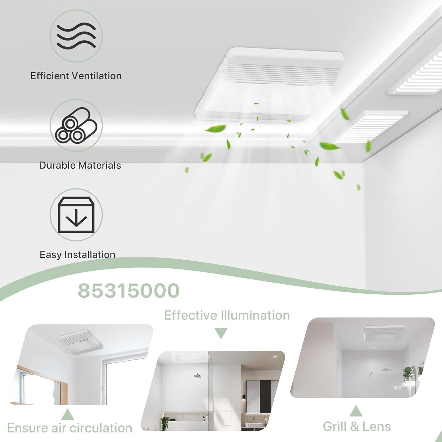 Cubierta de Ventilador de Baño SurpLee 85315000 - Rejilla y Lente