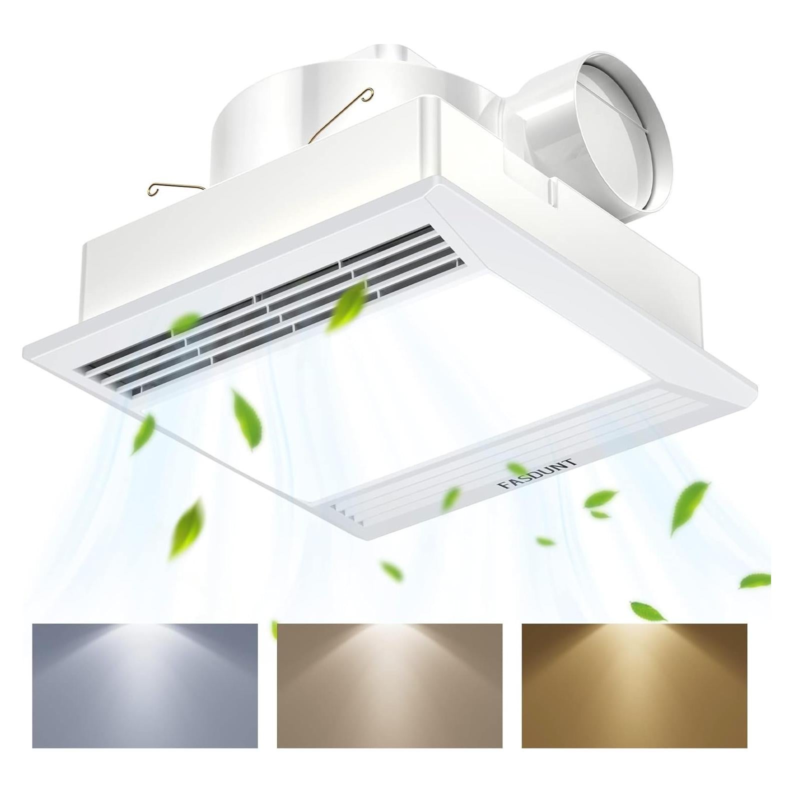 Ventilador Extractor de Baño FASDUNT 110 CFM Luz LED 3 Colores