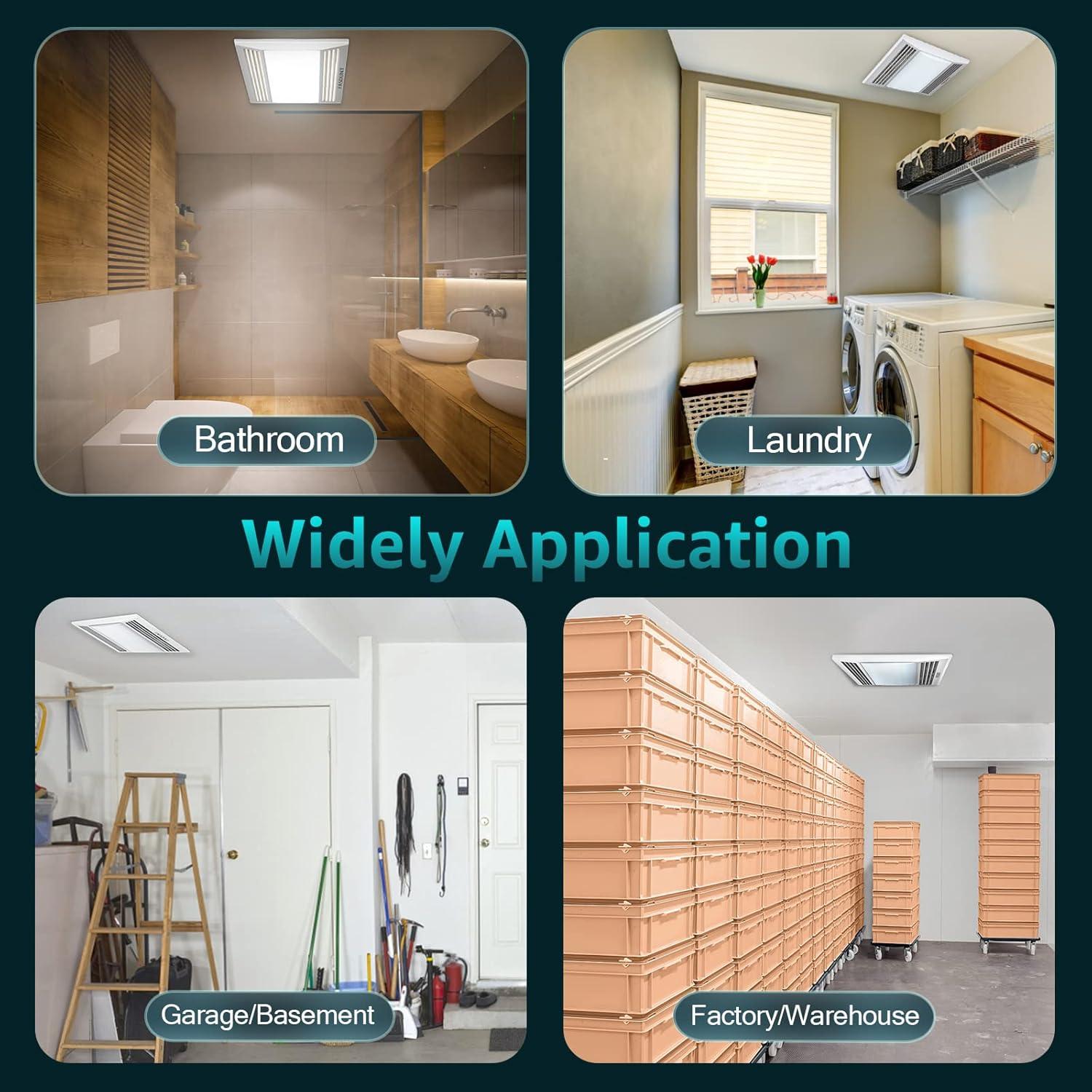 Ventilador Extractor de Baño FASDUNT 110 CFM Luz LED 3 Colores