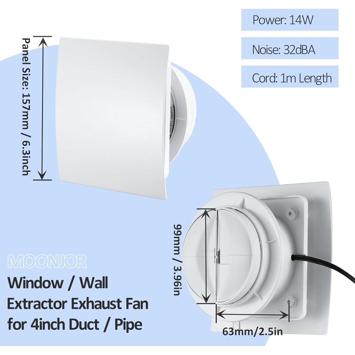 Ventilador de Escape 4" Moonjor para Ventana y Pared
