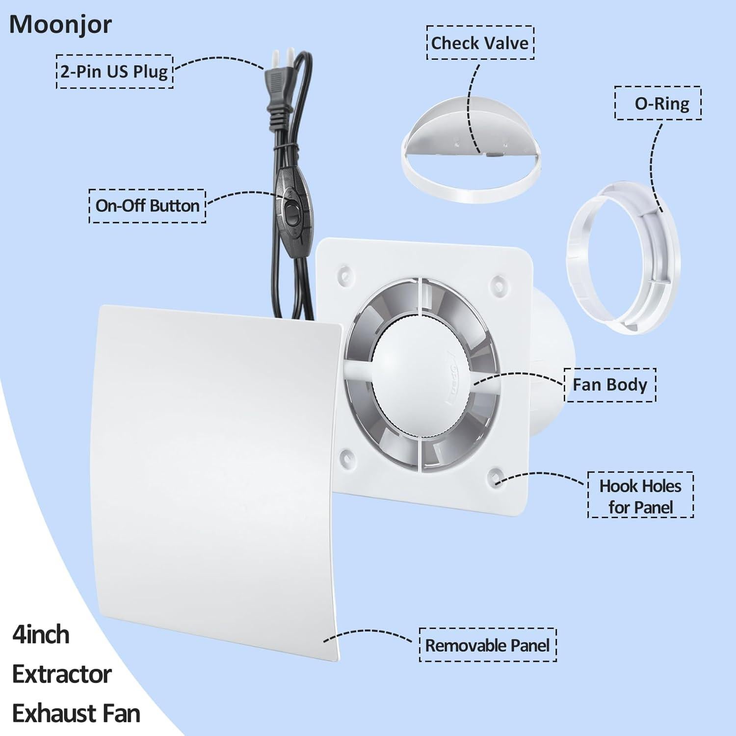 Ventilador de Escape 4" Moonjor para Ventana y Pared