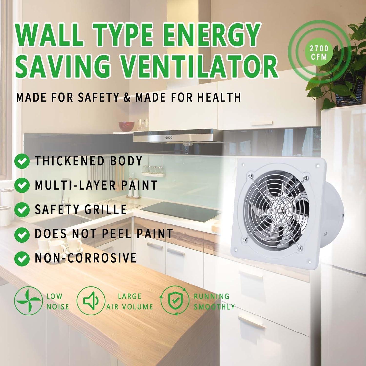 Ventilador de Escape Sanheshun 30 cm Blanco para Cocina y Baño