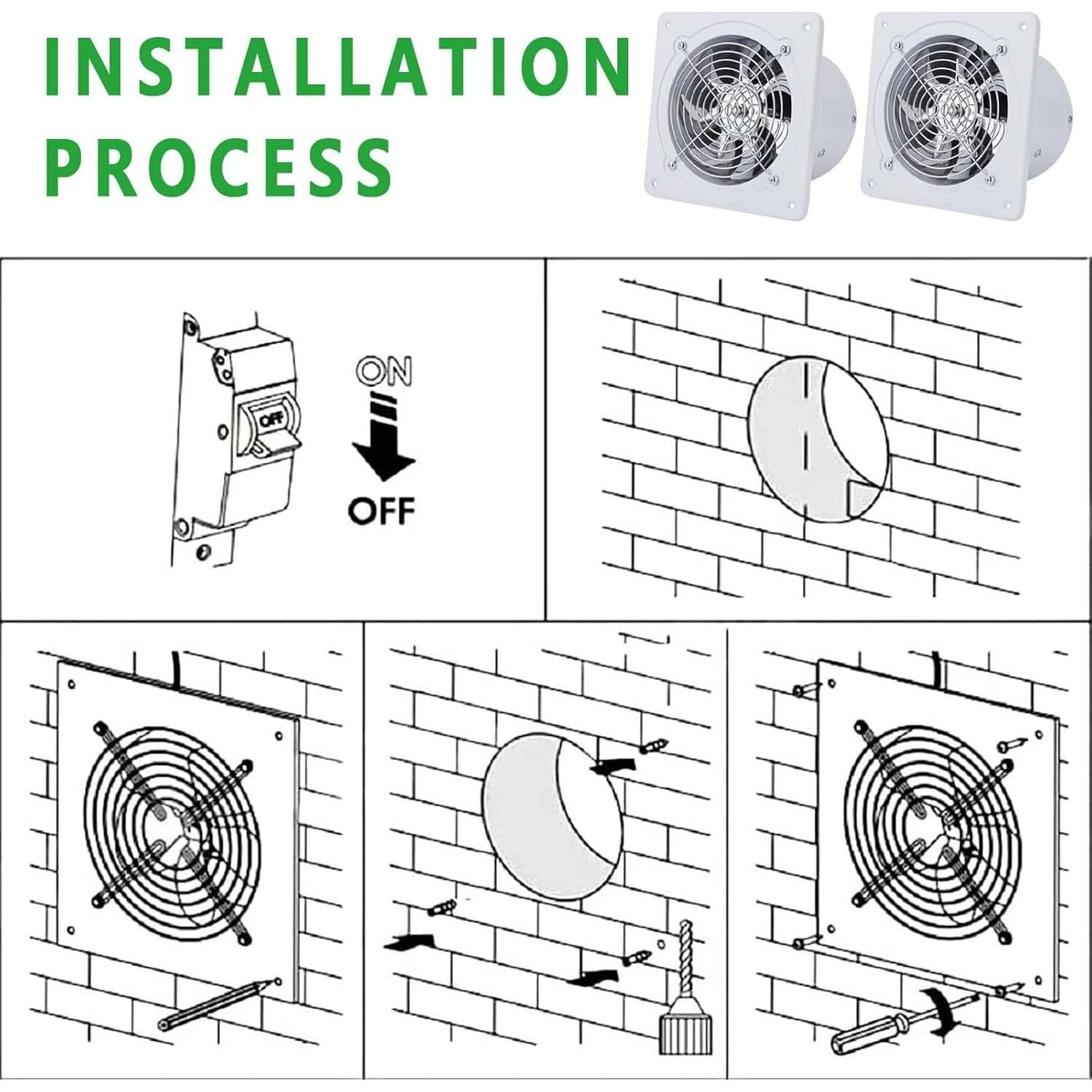 Ventilador de Escape Sanheshun 30 cm Blanco para Cocina y Baño