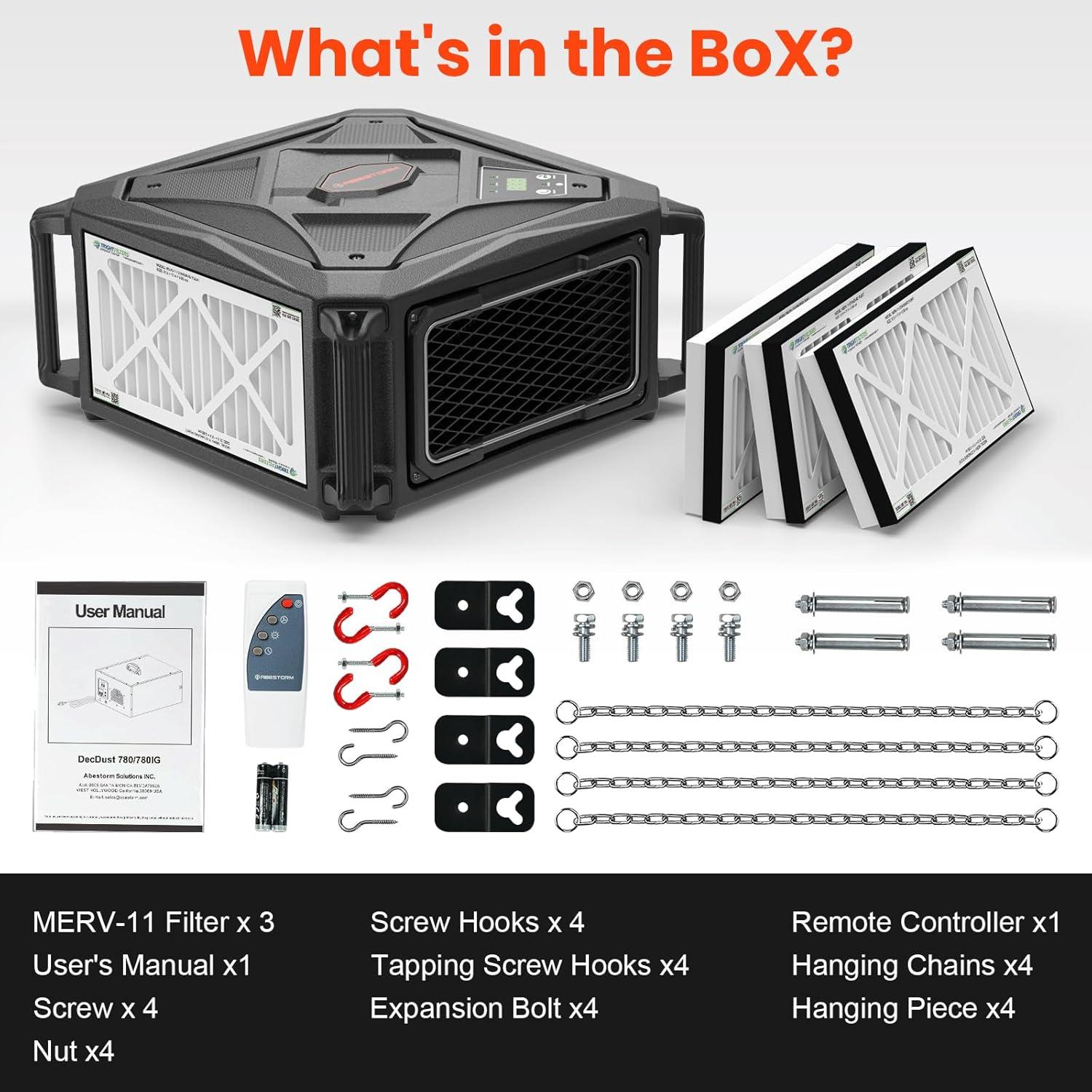 Sistema de Filtración de Aire Abestorm DecDust 780IG con Control Remoto