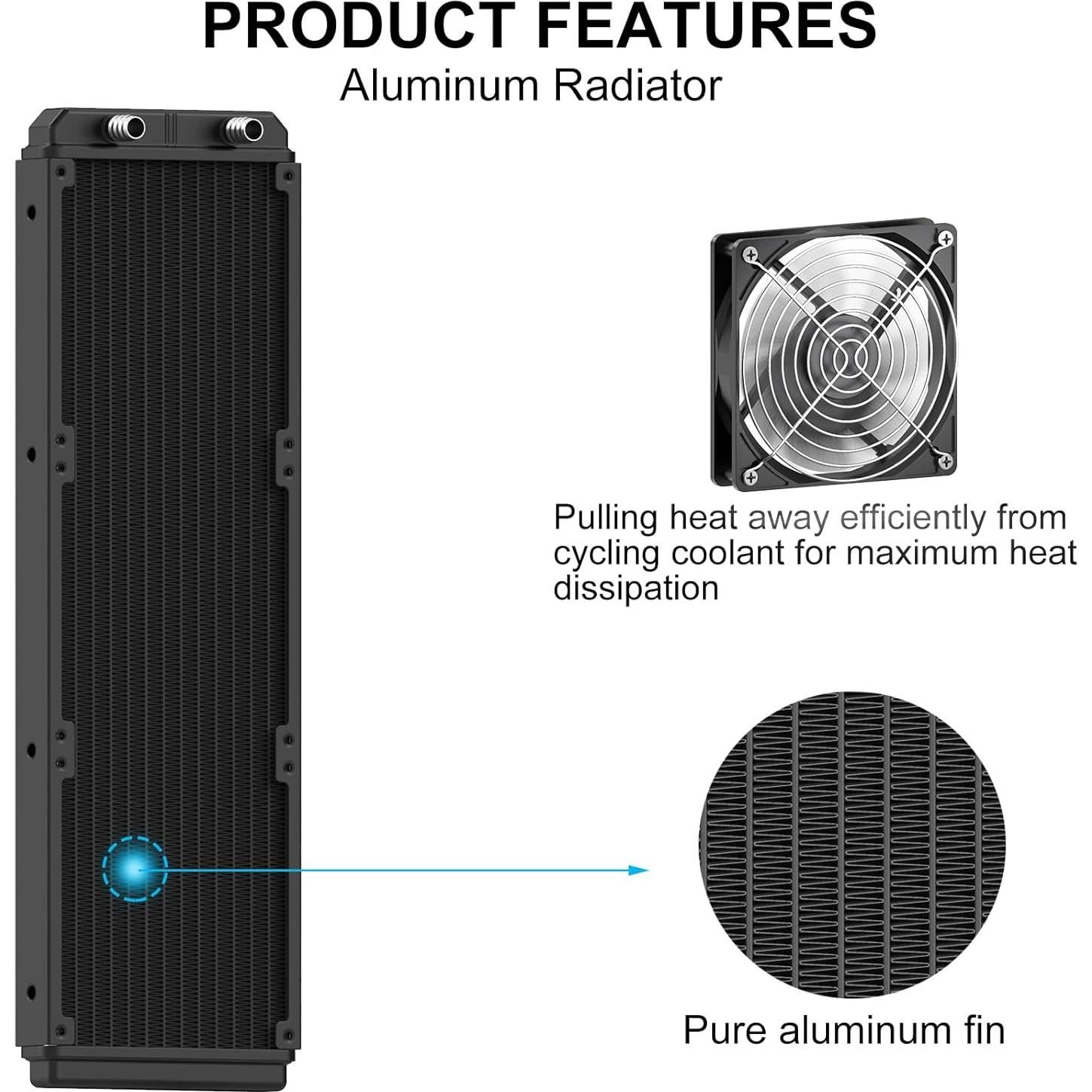 Radiador de Refrigeración por Agua Clyxgs 360mm Aluminio 12 Tubos