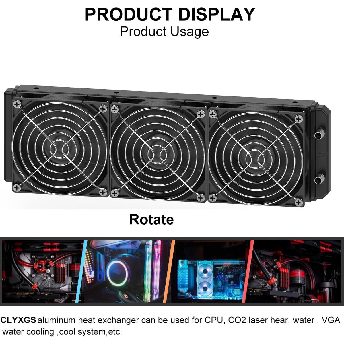Radiador de Refrigeración por Agua Clyxgs 360mm Aluminio 12 Tubos