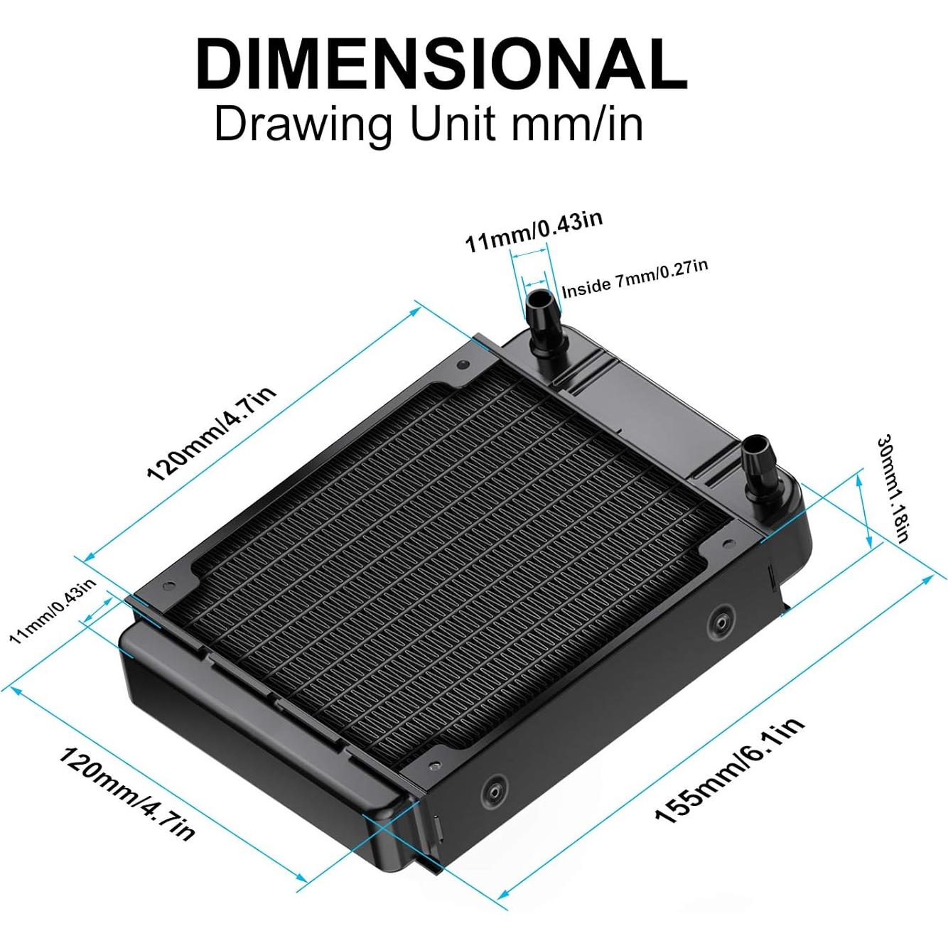 Radiador de Refrigeración por Agua Clyxgs 120mm Aluminio 10 Tubos