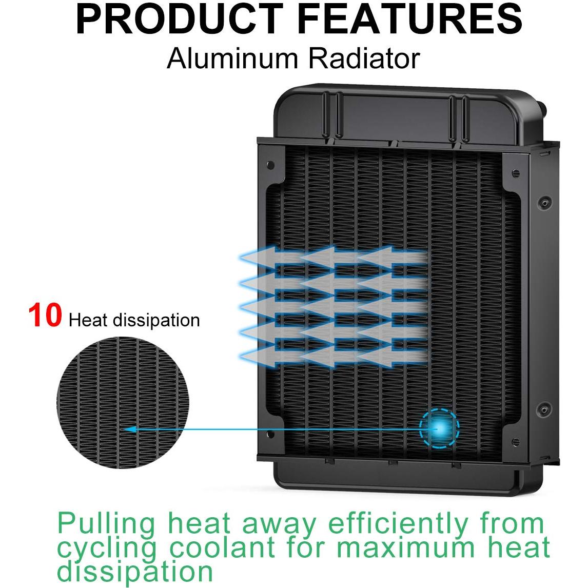 Radiador de Refrigeración por Agua Clyxgs 120mm Aluminio 10 Tubos