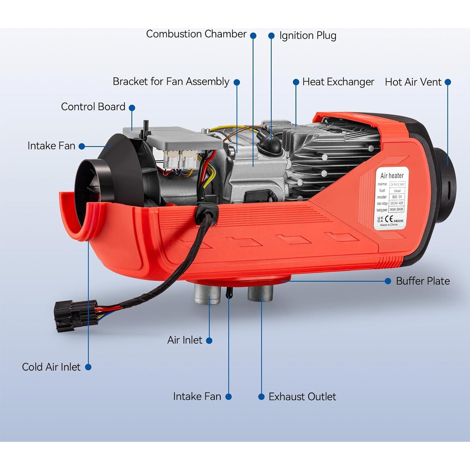 Calentador Diesel 8KW ChuBu 12V Portátil con Control Remoto