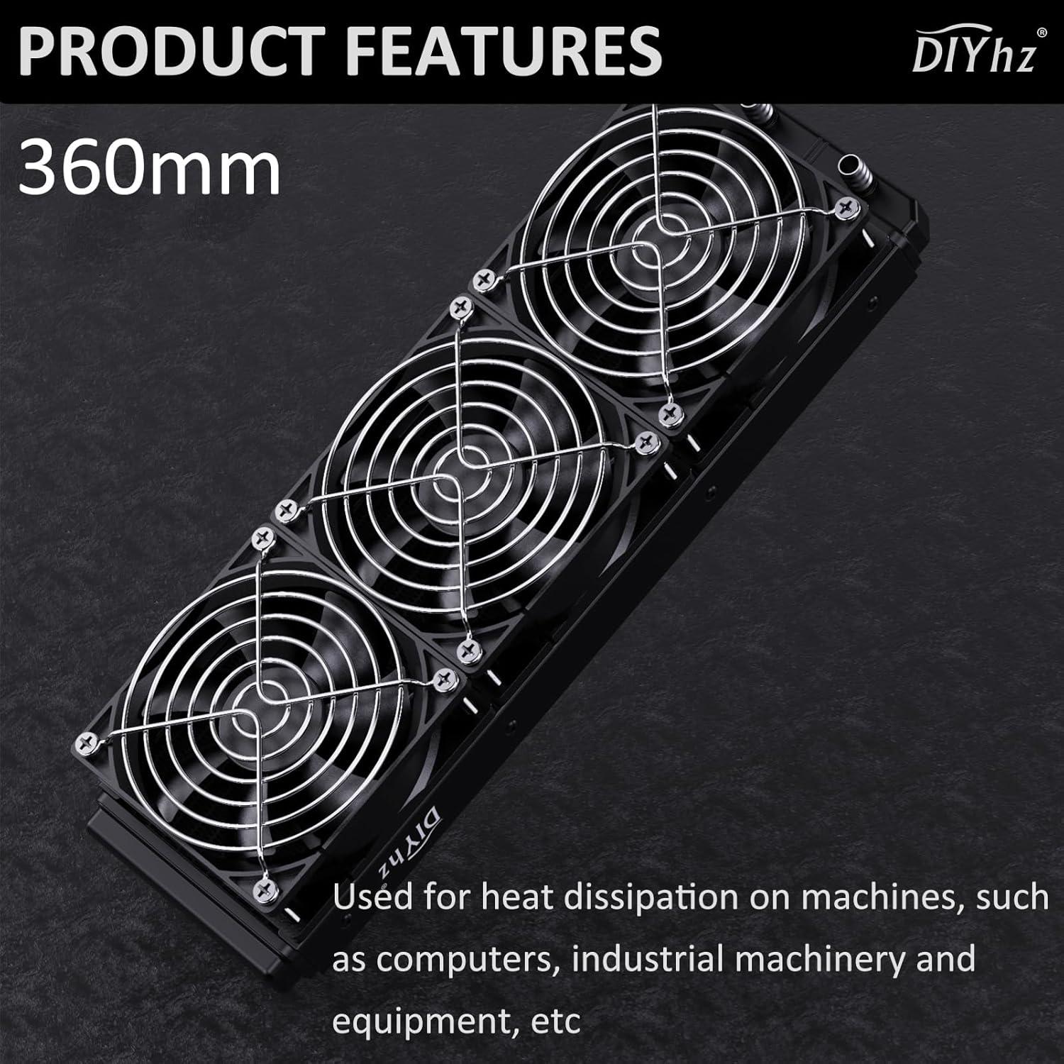 Radiador de Refrigeración por Agua DIYhz 360mm Aluminio 12 Tubos