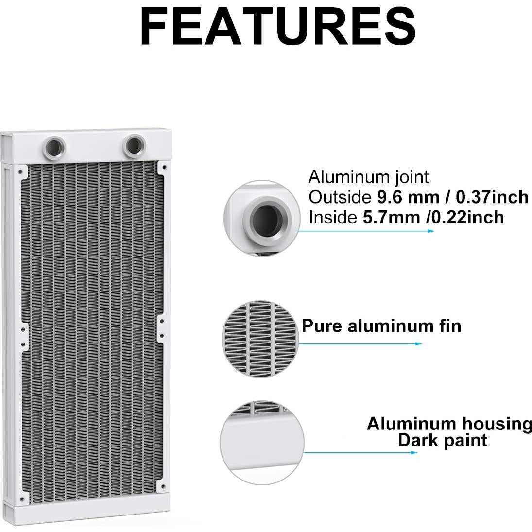 Radiador de Refrigeración por Agua CLYXGS 240mm Aluminio Blanco