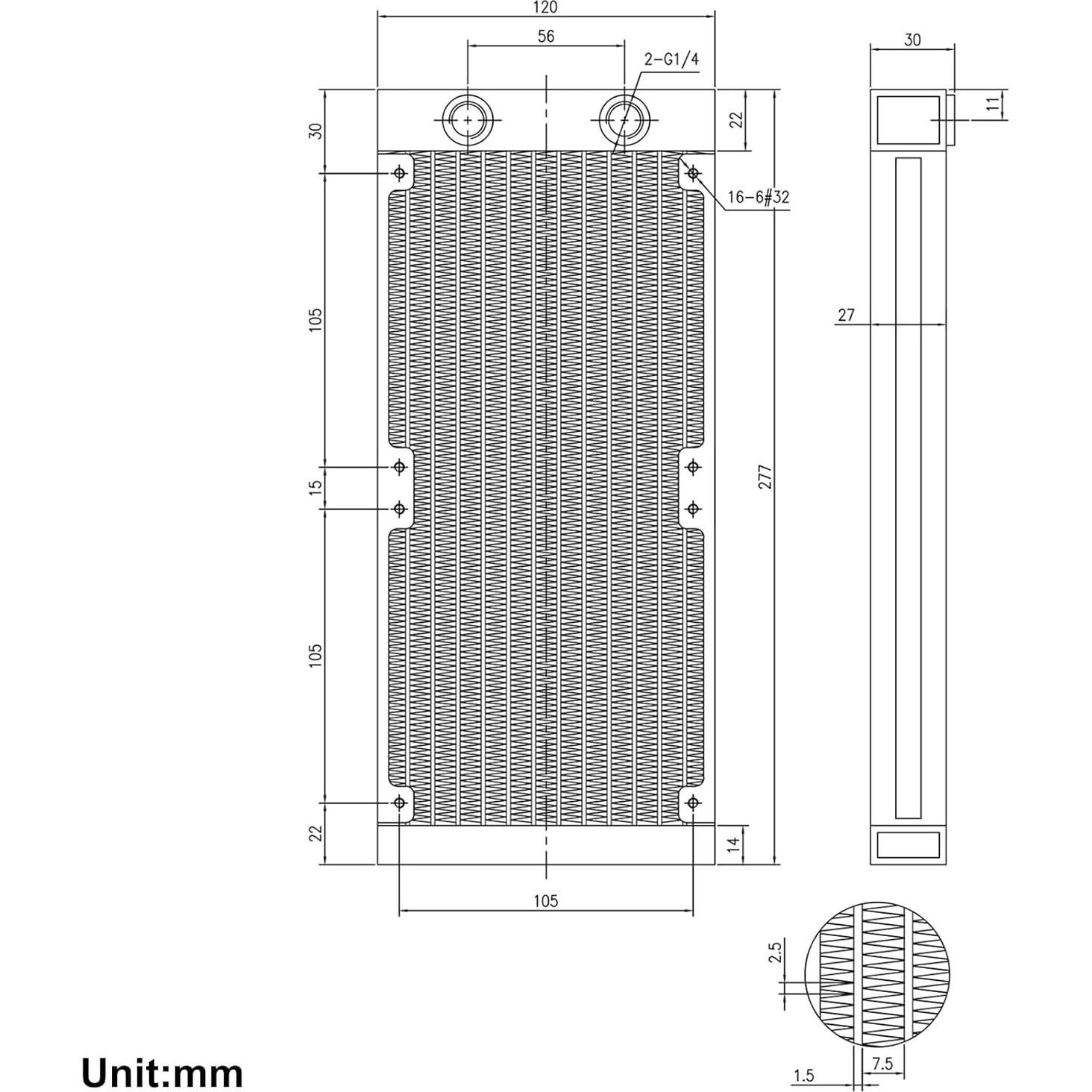 Radiador de Refrigeración por Agua CLYXGS 240mm Aluminio Blanco