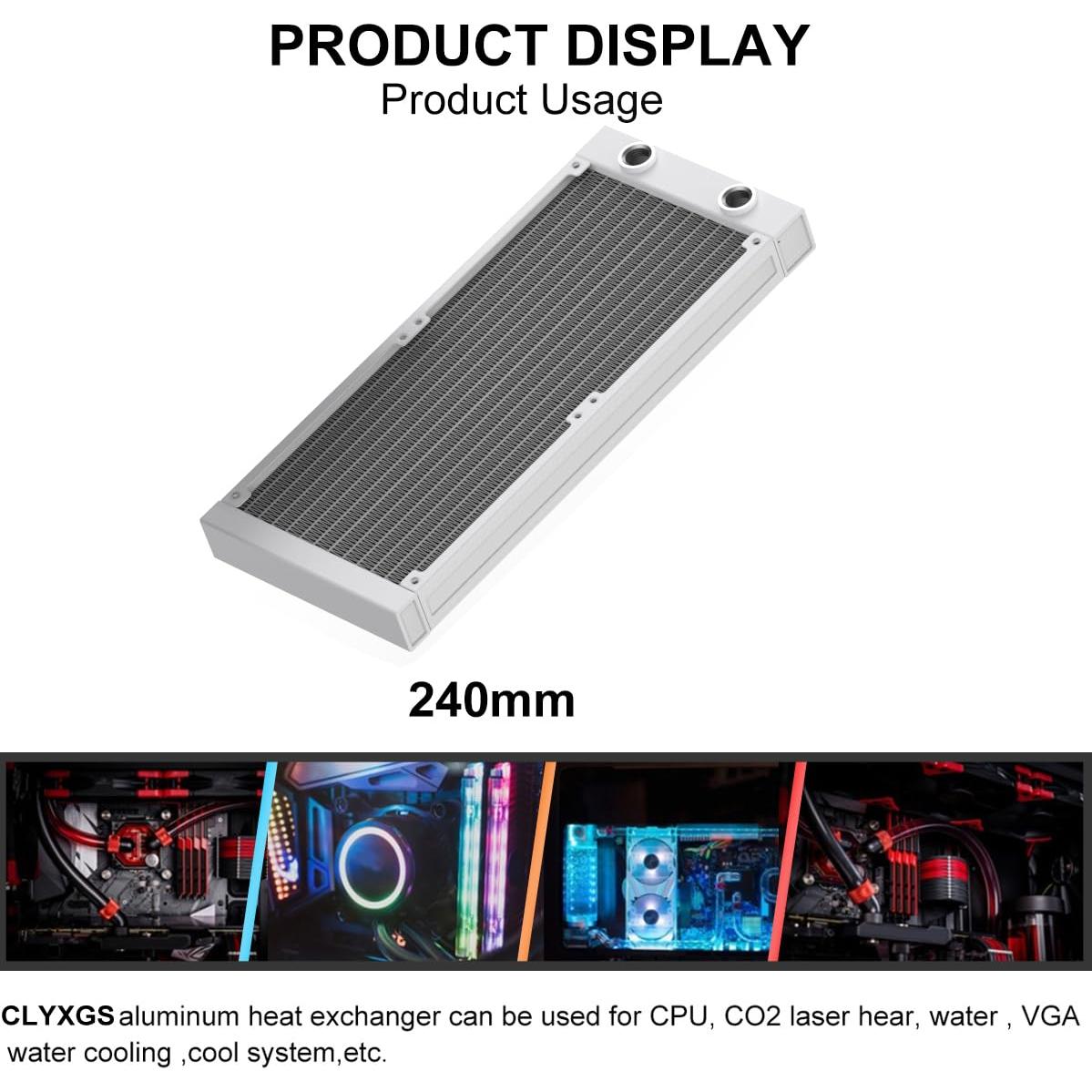 Radiador de Refrigeración por Agua CLYXGS 240mm Aluminio Blanco