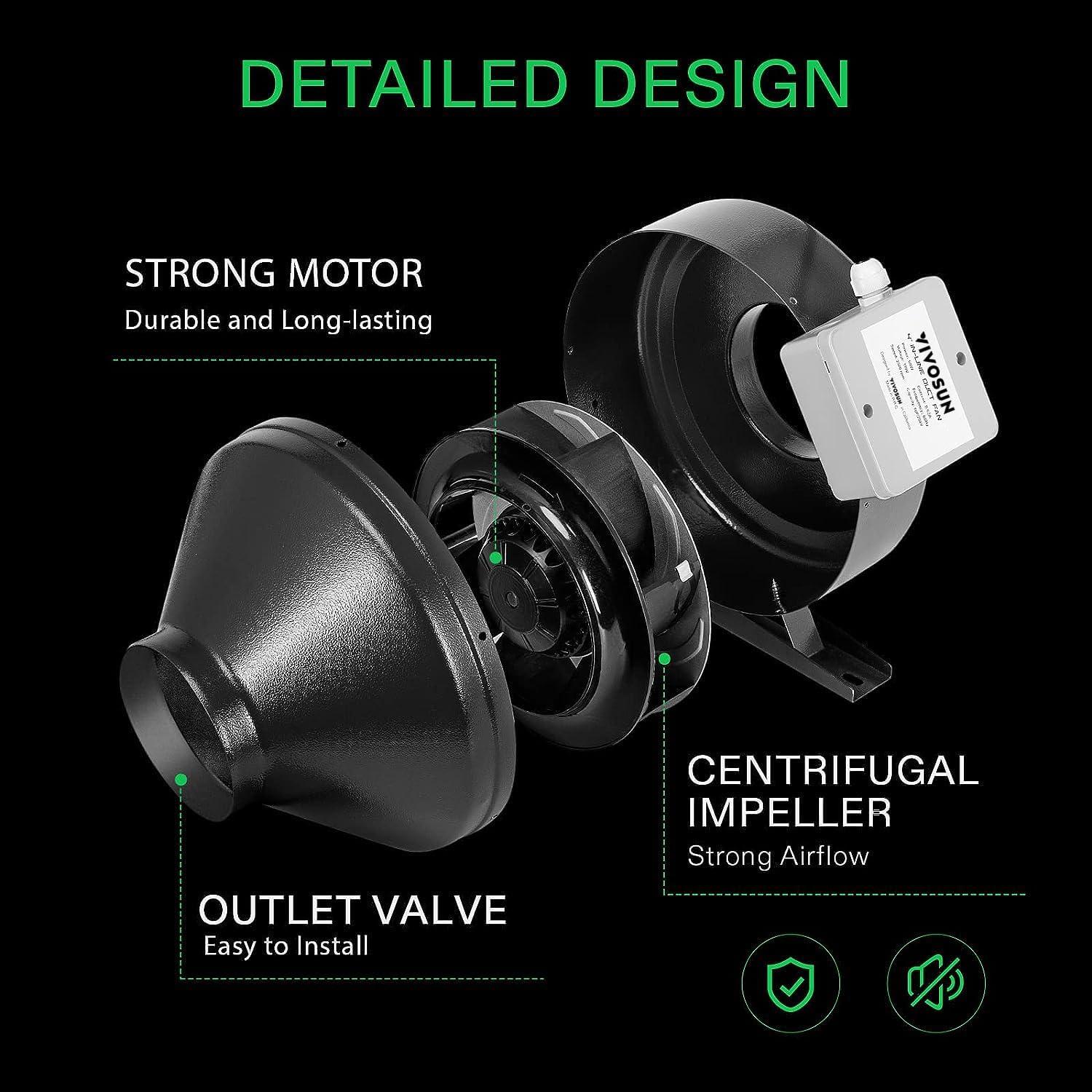 Ventilador de Conducto VIVOSUN Z6 15.24 cm 440 CFM Control Velocidad