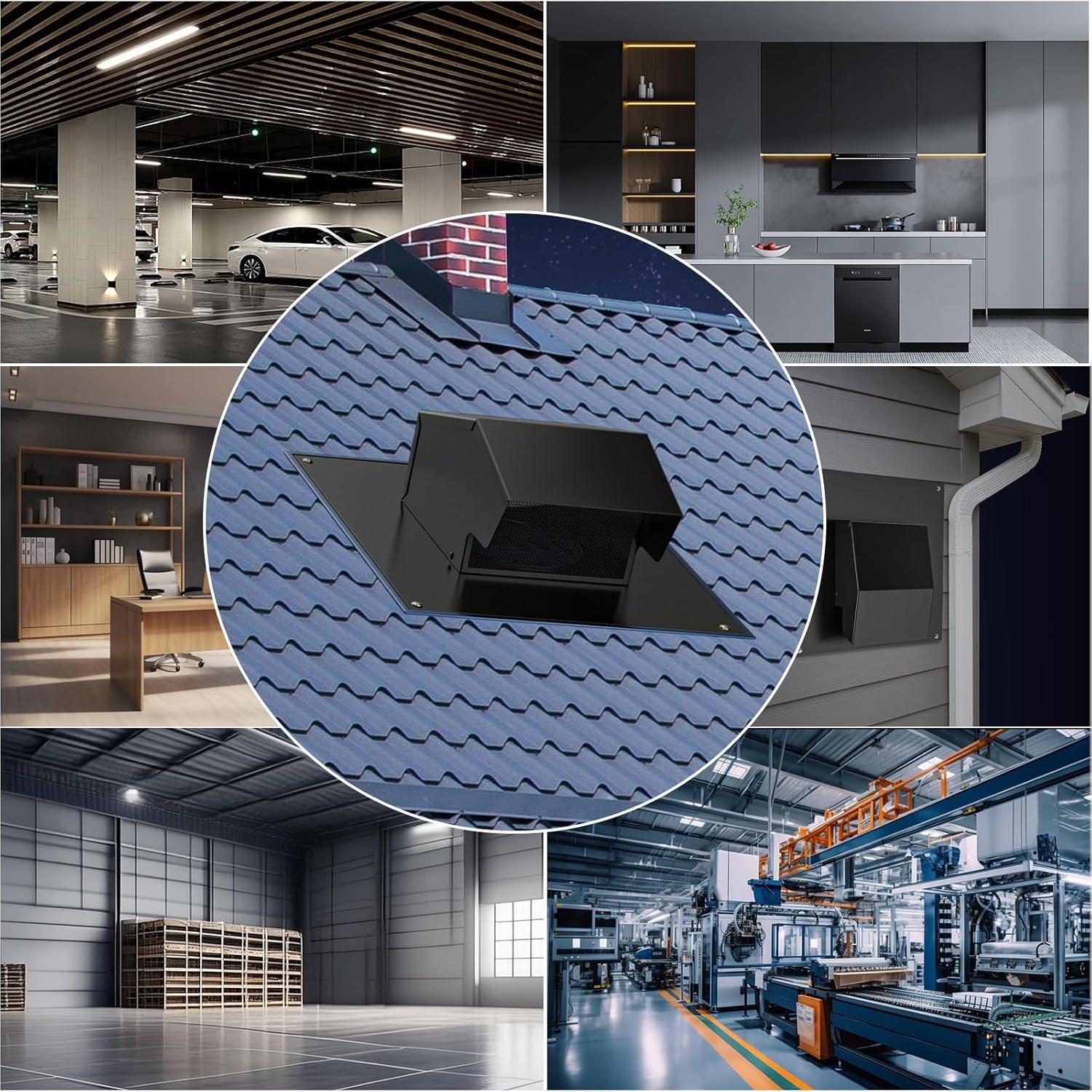 Ventilación de Techo 4" Hon&Guan Acero Galvanizado Negro