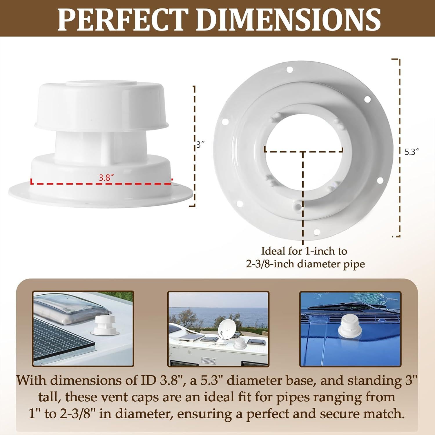 Kit de Cubiertas de Ventilación de Techo RV Aussio - 2 Piezas