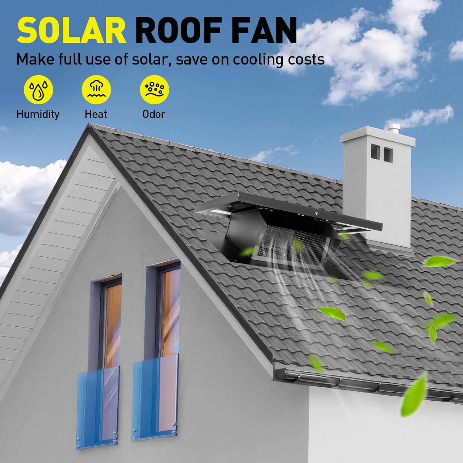 Ventilador de Techo Solar HNRLOY 25W 8" Ecológico para Garaje