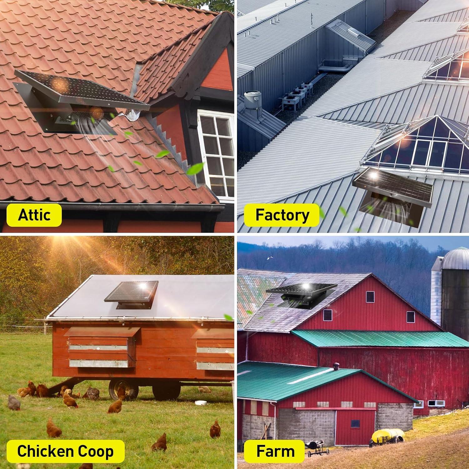 Ventilador de Techo Solar HNRLOY 25W 8" Ecológico para Garaje