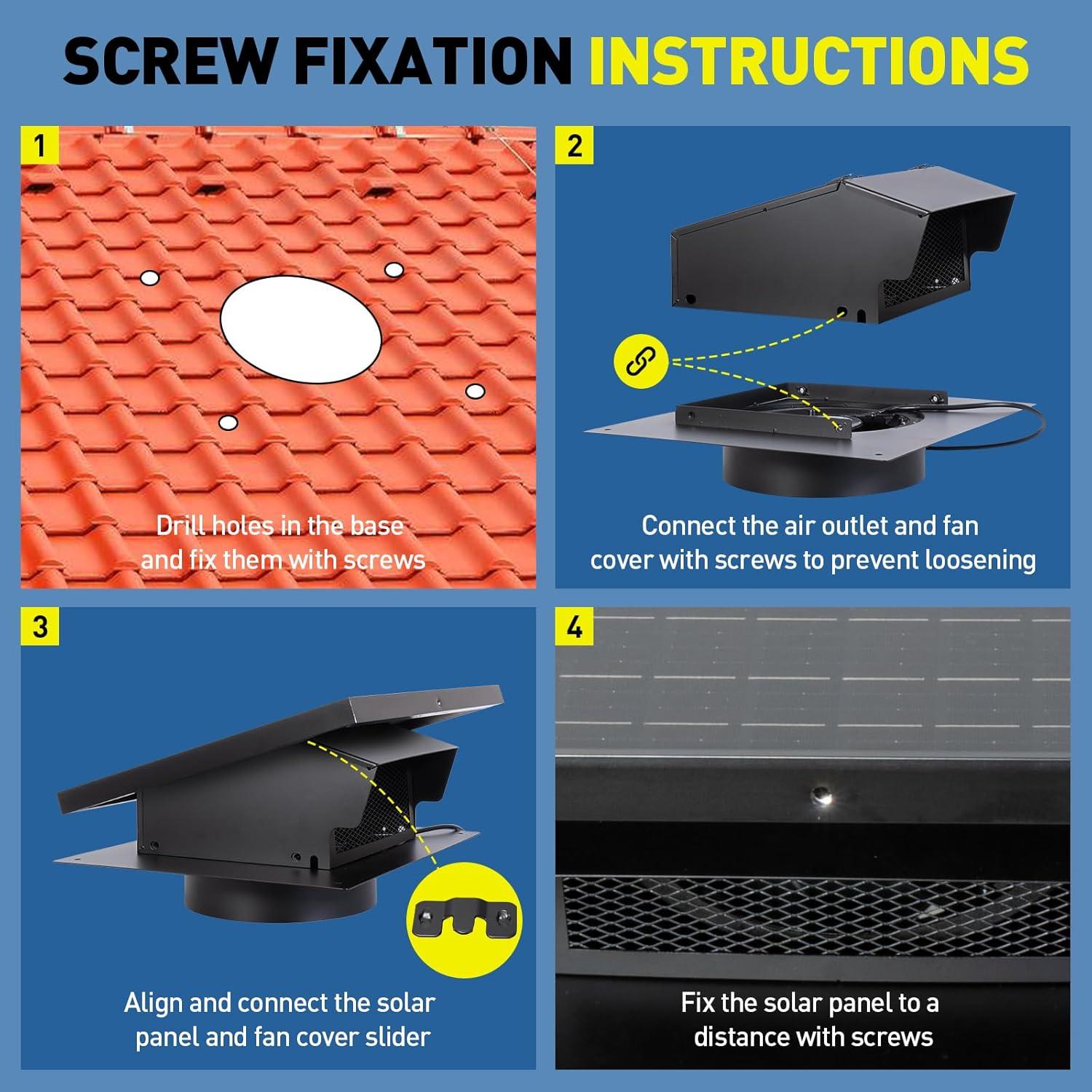 Ventilador de Techo Solar HNRLOY 25W 8" Ecológico para Garaje