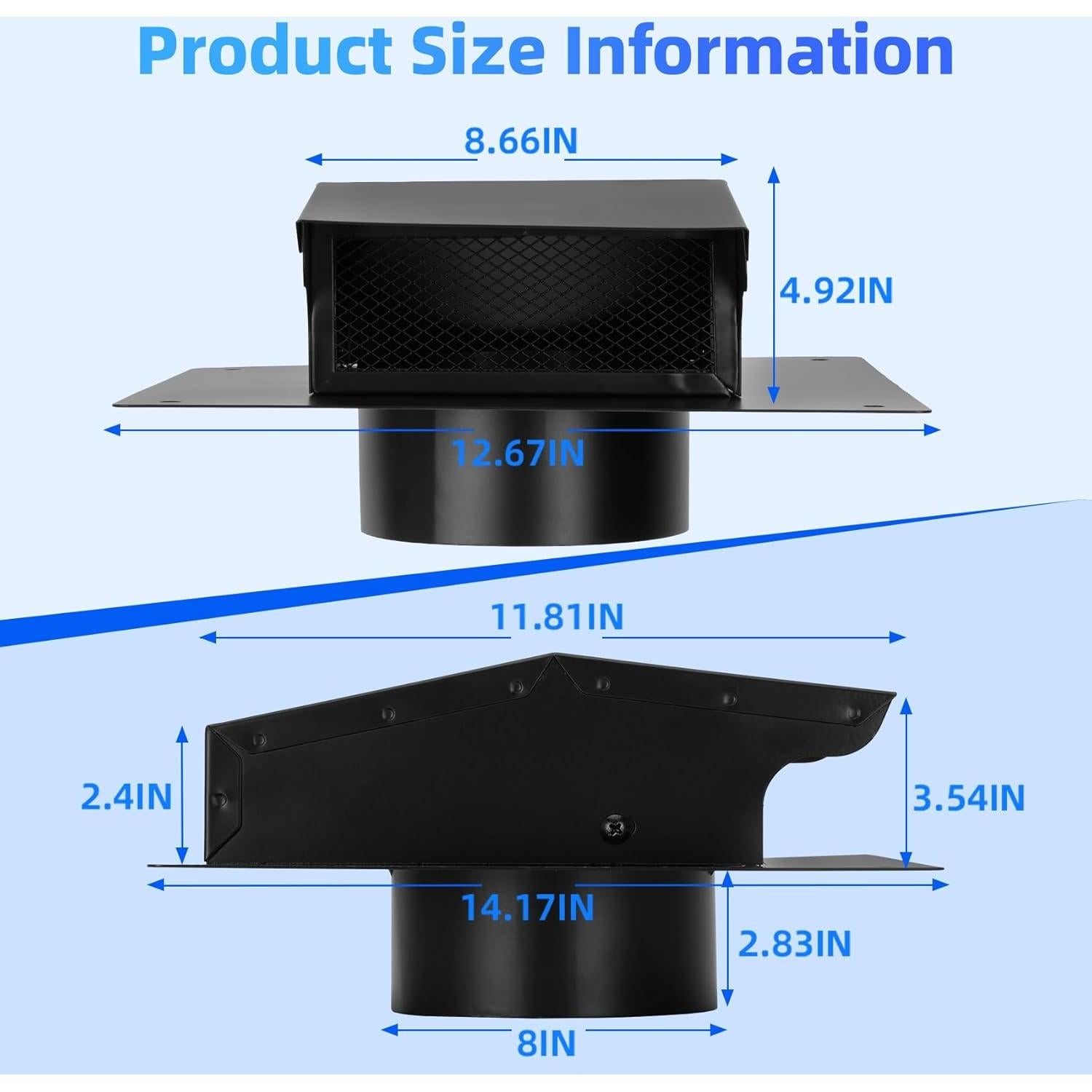 Tapa de Ventilación de Techo 20 cm Qnemaei Negra con Malla