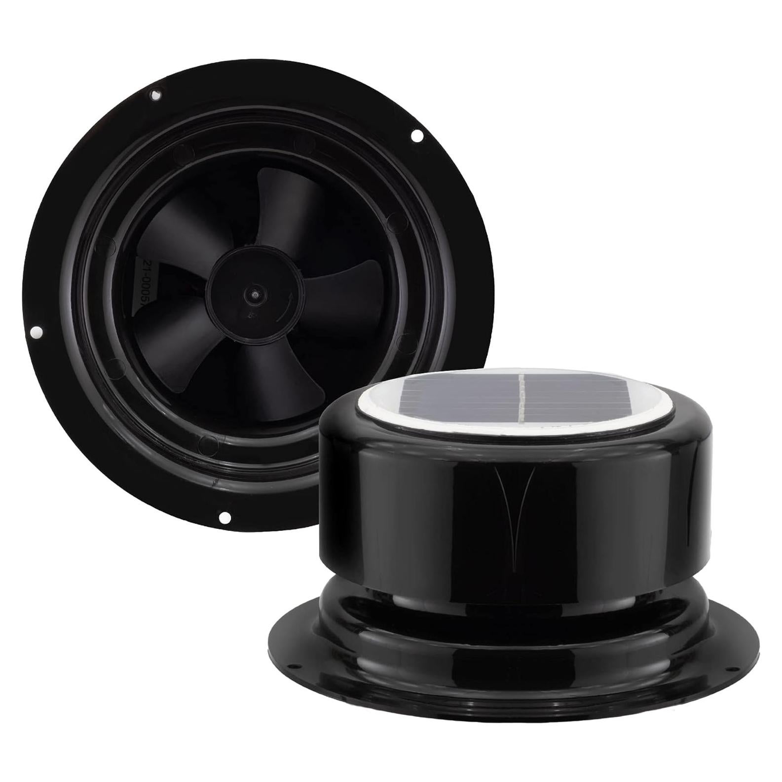 Ventilador de Plomería Solar RecPro RP-2093 | 7W, Negro