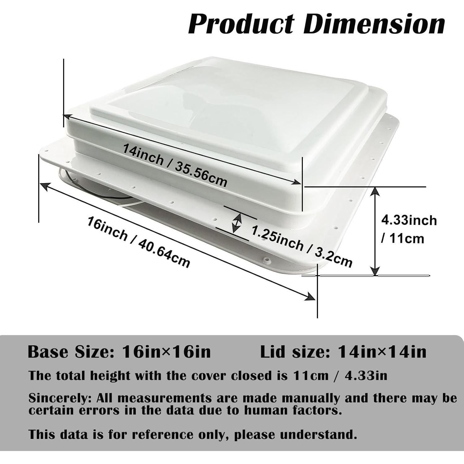 Ventilador de Techo RV 14" caqeg 12V Impermeable Blanco