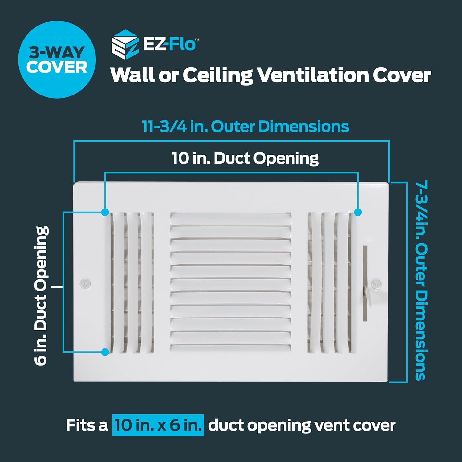 Registro de Ventilación de Pared/Techo EZ-FLO 10x6" Blanco
