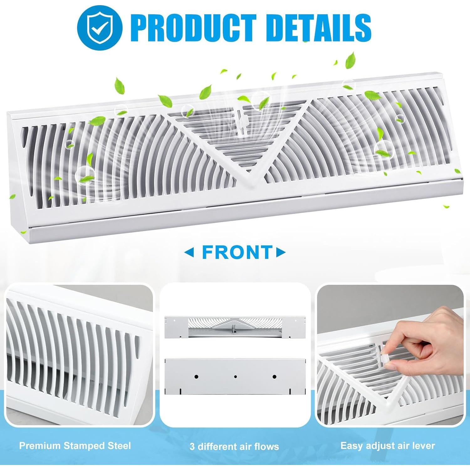 Paquete de 10 rejillas de ventilación de zócalo Yaocom 45.72 cm