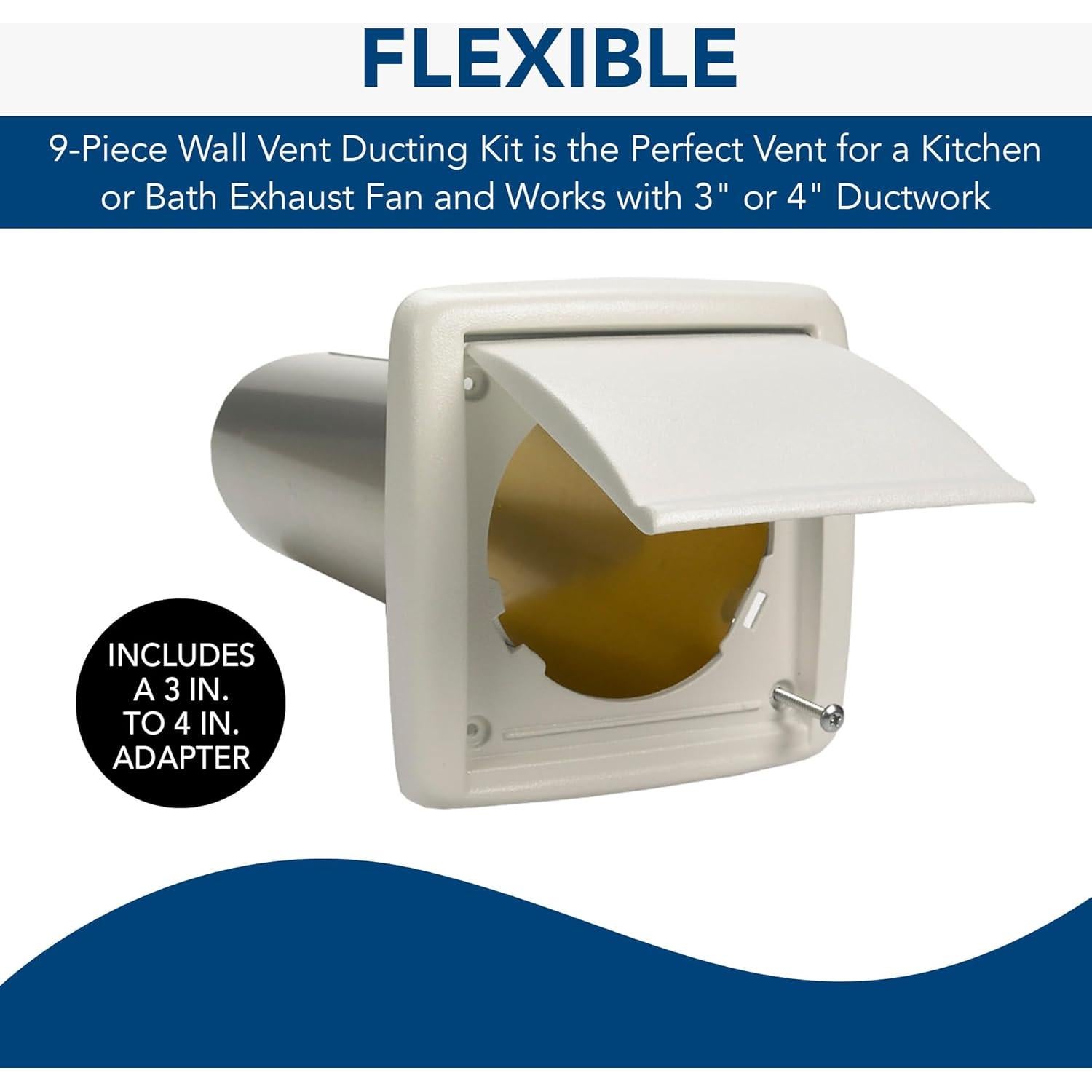 Kit de Conductos de Pared Flexible Broan-NuTone WVK2A 9 Piezas 10.16 cm